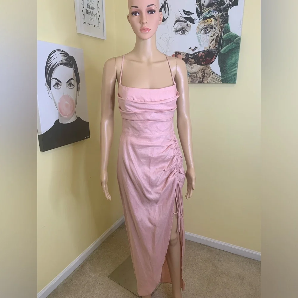 💫HP‼️💫 NWT Revolve RUMER THE LABEL “Loulou” Linen Maxi Dress in Prima, Sz Medium - Picture 9 of 11